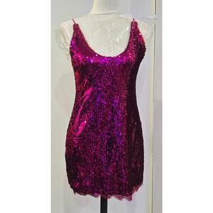 Free People intimately slip dress pink mini Sequin preowned size SP